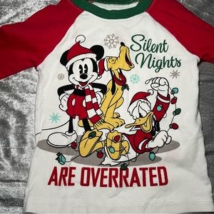 Disney Silent Nights are Overrated Christmas Long Sleeve Sleep Shirt Size 3